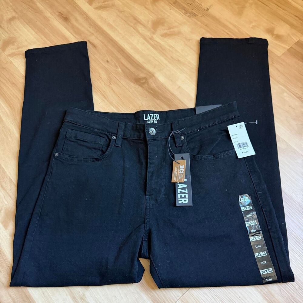 Lazer Men's slim fit black jeans NWT 34x30